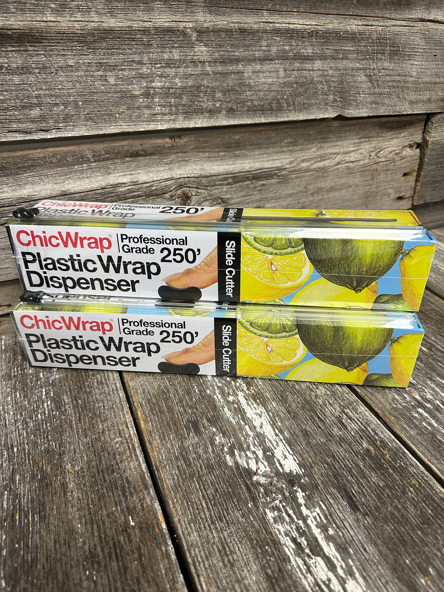 ChicWrap Lemon Plastic Wrap Dispenser with 12 x 250' Roll of Professional  Plastic Wrap - Reusable Dispenser with Slide Cutter