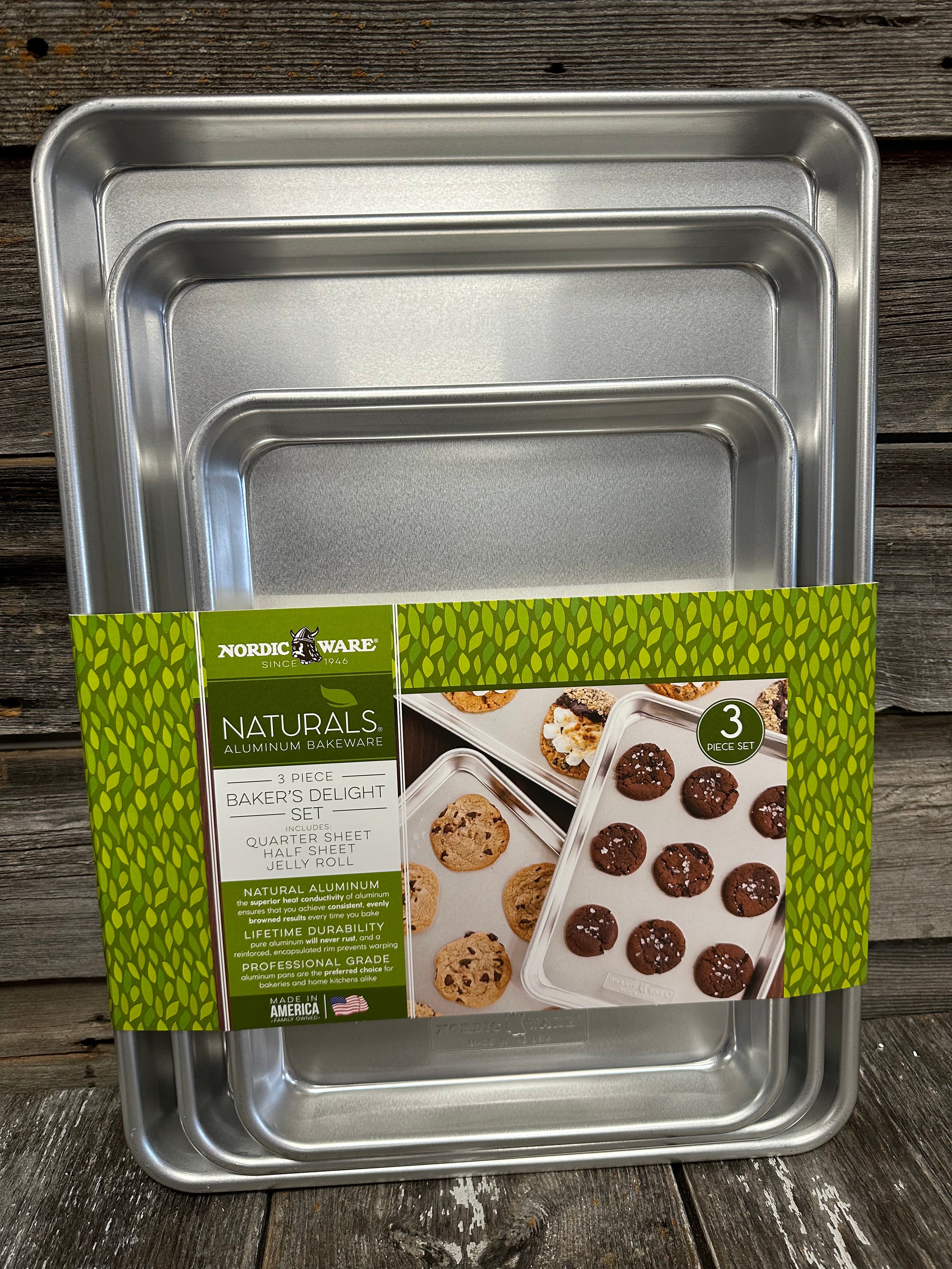 NEW Nordic Ware Naturals 3 Piece Aluminum Baker's Delight Bakeware Baking  Sheets