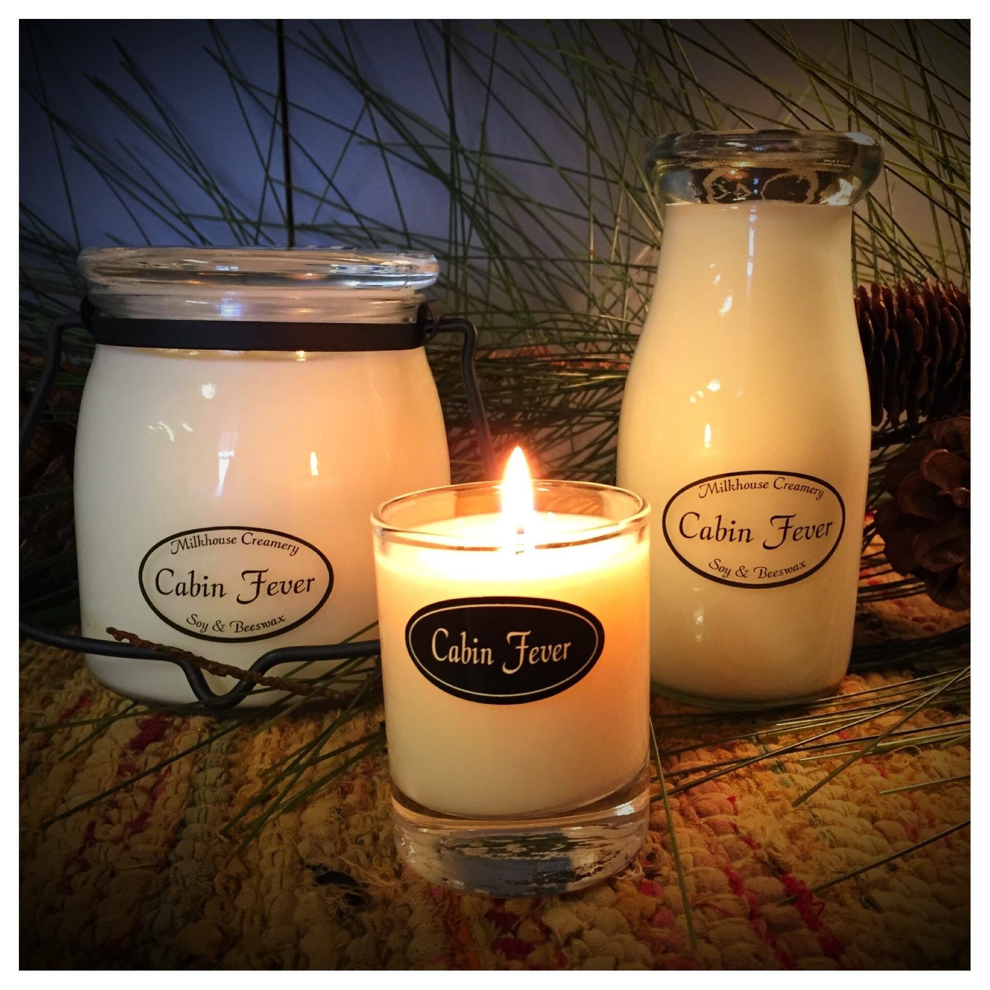 Buy Milkhouse Candle Company, Creamery Collection, Scented Soy Candle:  Milkbottle, Cabin Fever, 8oz Online at desertcartNorway